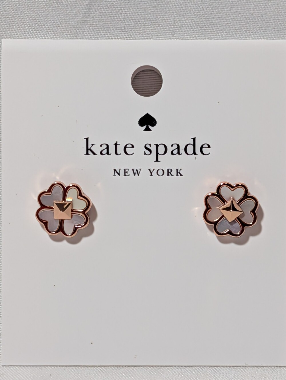 Kate Spade New York Rose Gold Spade & Floral Stud Earrings NWT - Picture 2 of 4